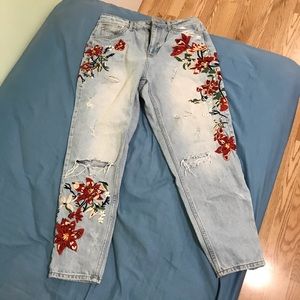 topshop floral embroidered mom jeans